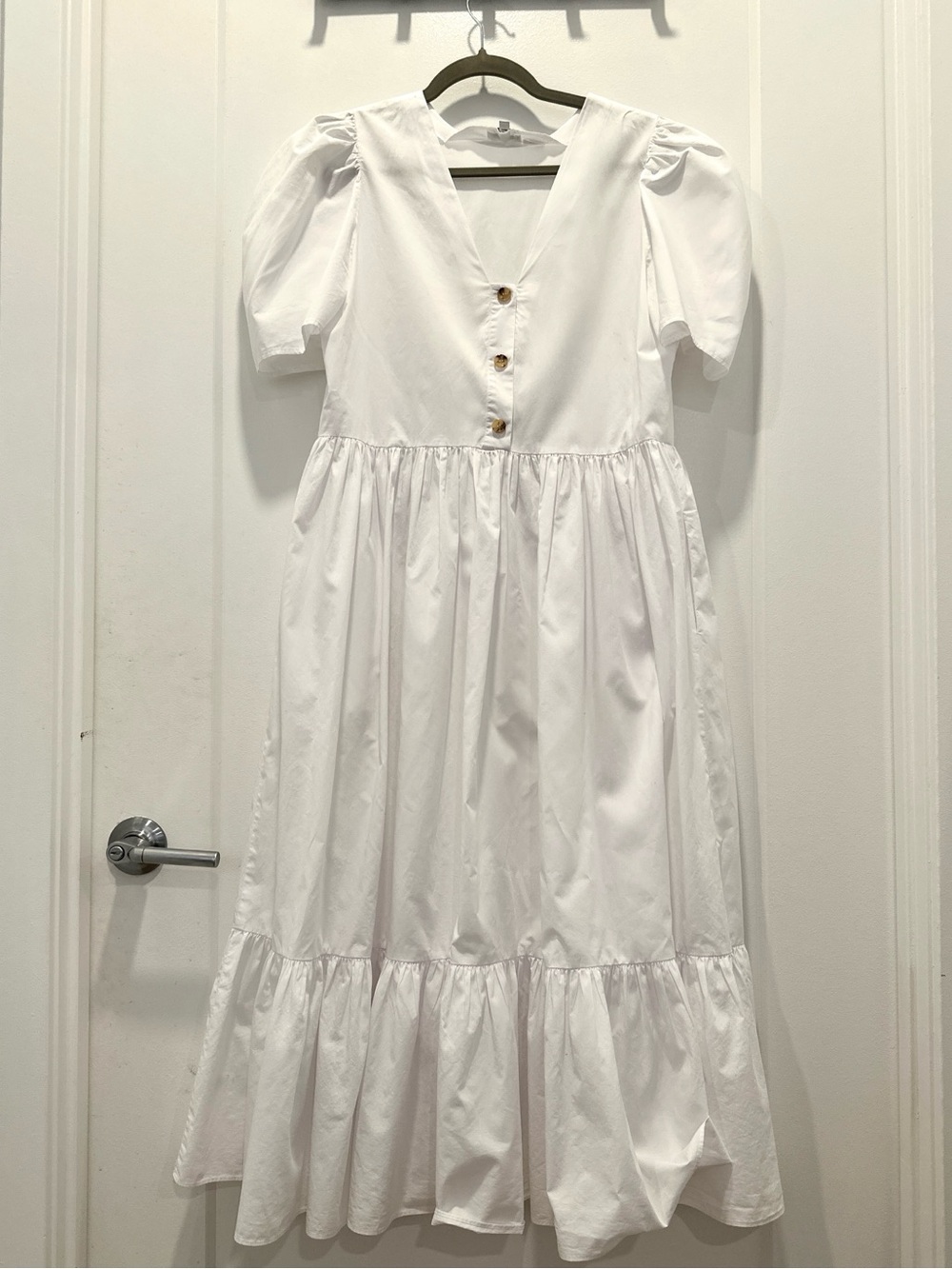 NWOT RHODE White 100% Cotton Drop Waist Midi Dress Summer Feminine Designer
